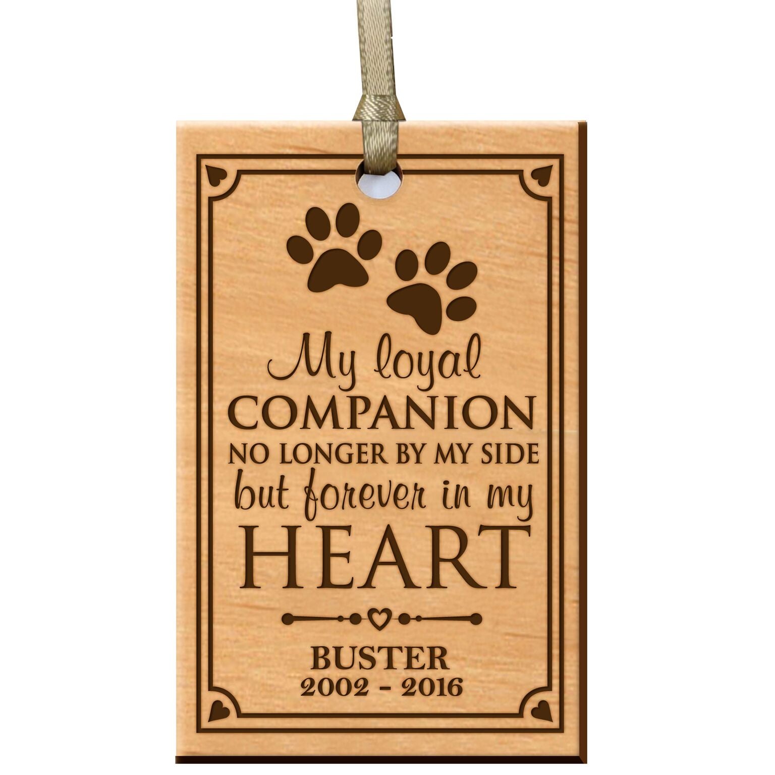 Pet Memorial Wooden Pendant Ornament - My Loyal Companion - LifeSong Milestones