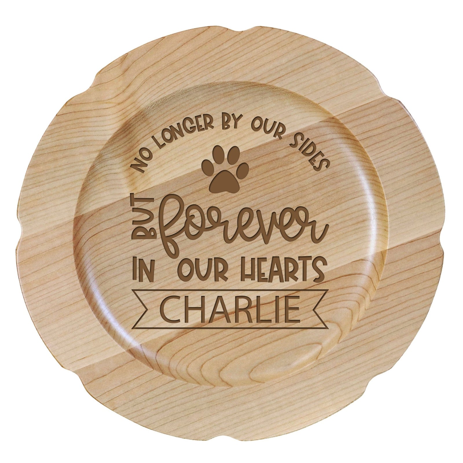 Pet Memorial Wooden Plate Décor - No Longer By Our Sides - LifeSong Milestones