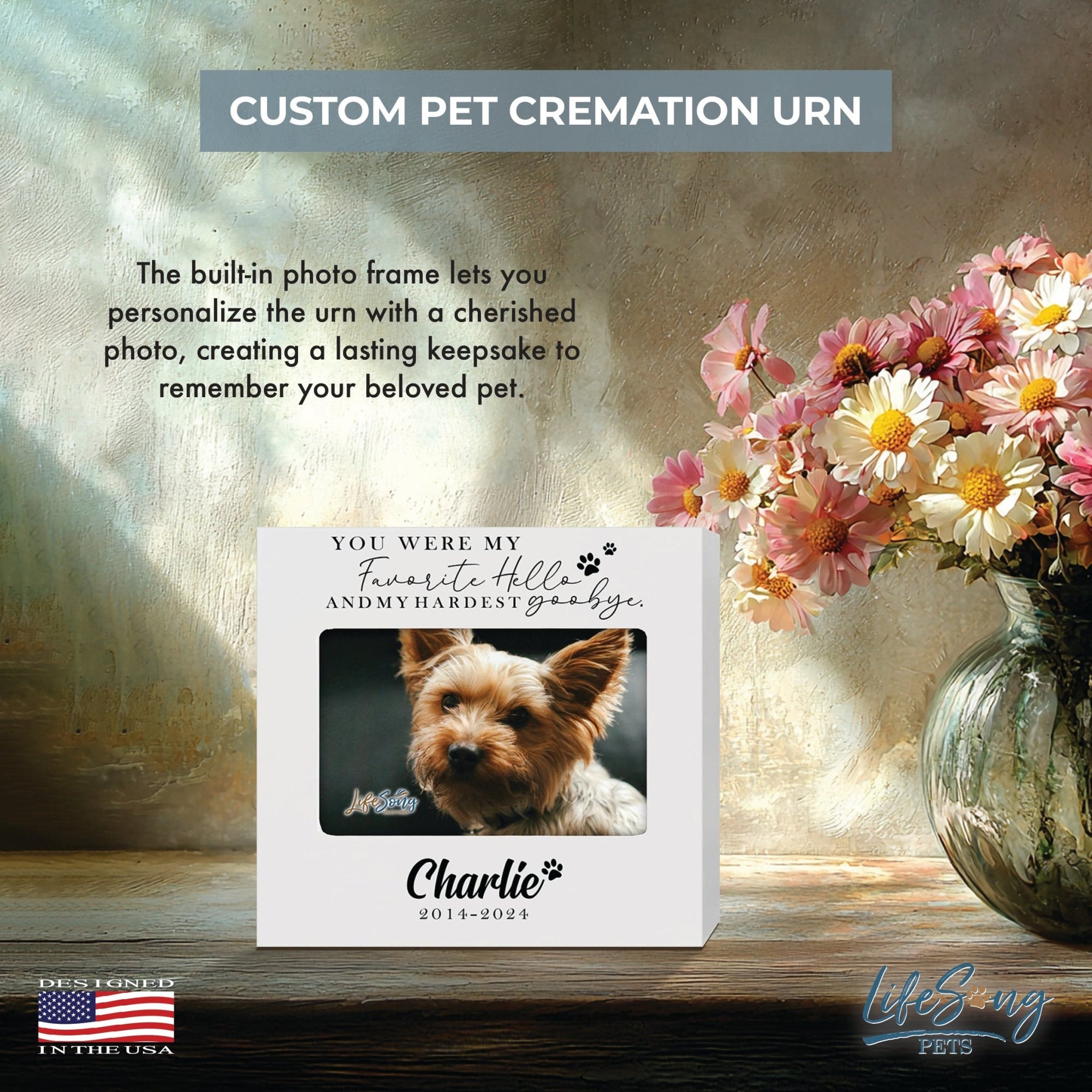 Photo Keepsake Pet Urn with Custom Design – Memorial for Dogs or Cats - You Were My Favorite - LifeSong Milestones