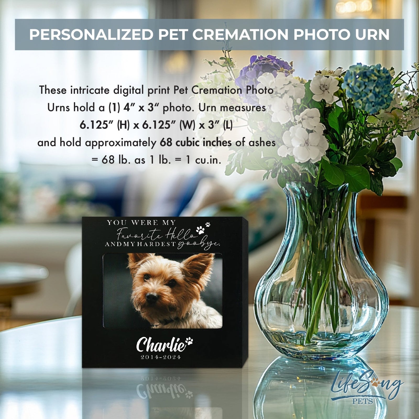 Photo Keepsake Pet Urn with Custom Design – Memorial for Dogs or Cats - You Were My Favorite - LifeSong Milestones