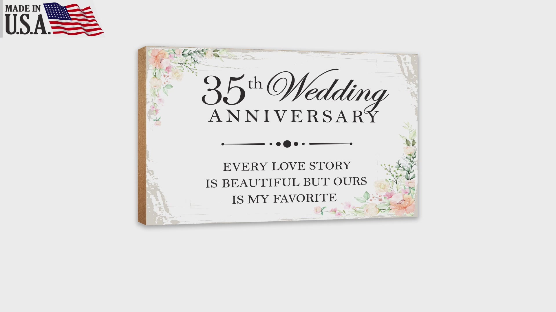 35th Wedding Anniversary Unique Shelf Decor and Tabletop Signs Gift for Couples - Every Love Story