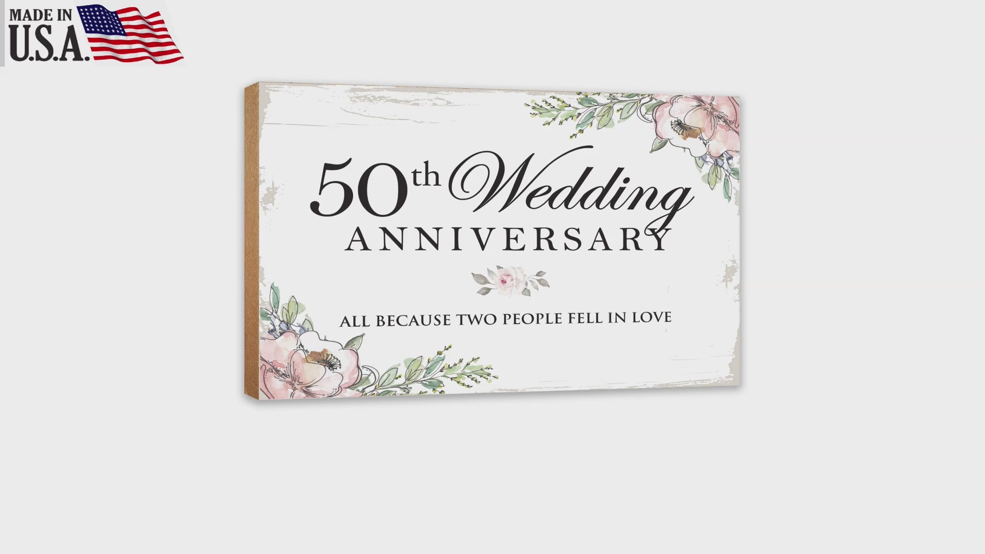50th Wedding Anniversary Unique Shelf Decor and Tabletop Signs Gifts for Couples - Fell In Love