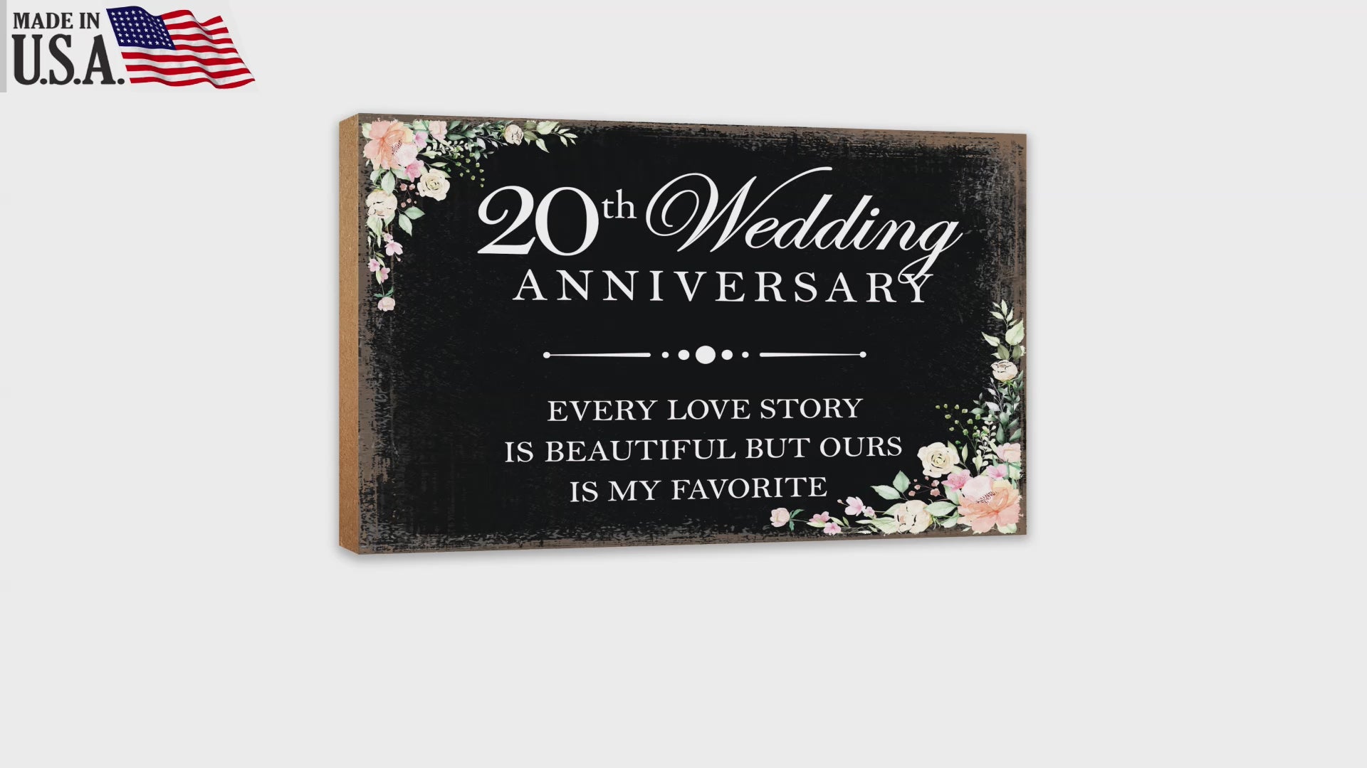 20th Wedding Anniversary Unique Shelf Decor and Tabletop Signs Gifts for Couples - Every Love Story