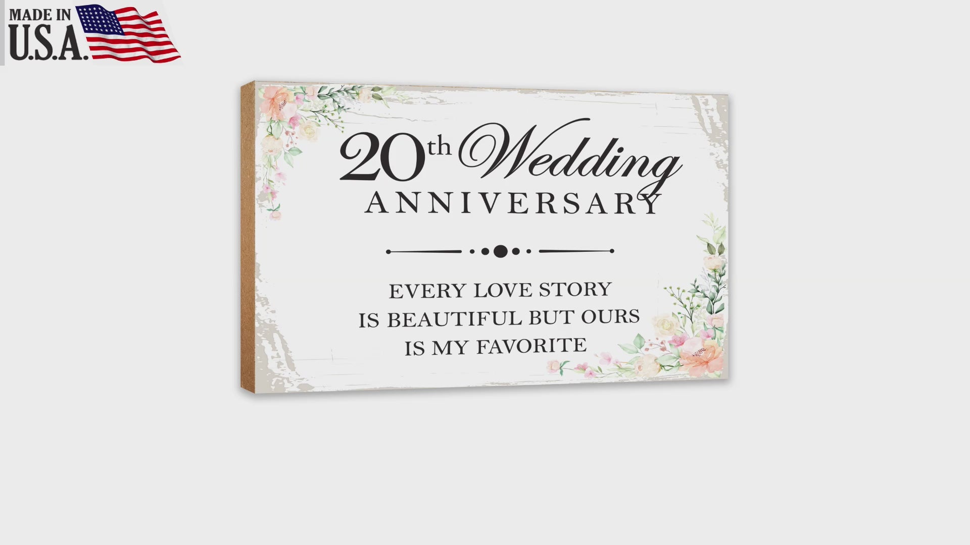 20th Wedding Anniversary Unique Shelf Decor and Tabletop Signs Gifts for Couples - Every Love Story