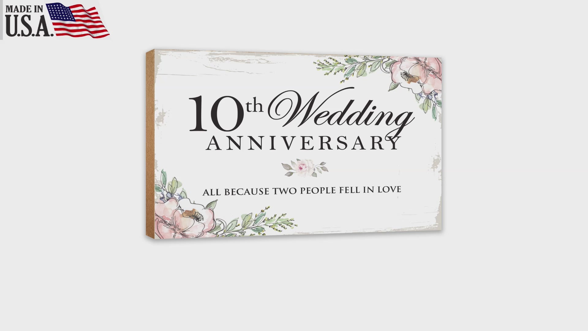 10th Wedding Anniversary Unique Shelf Decor and Tabletop Signs Gifts for Couples - Fell In Love