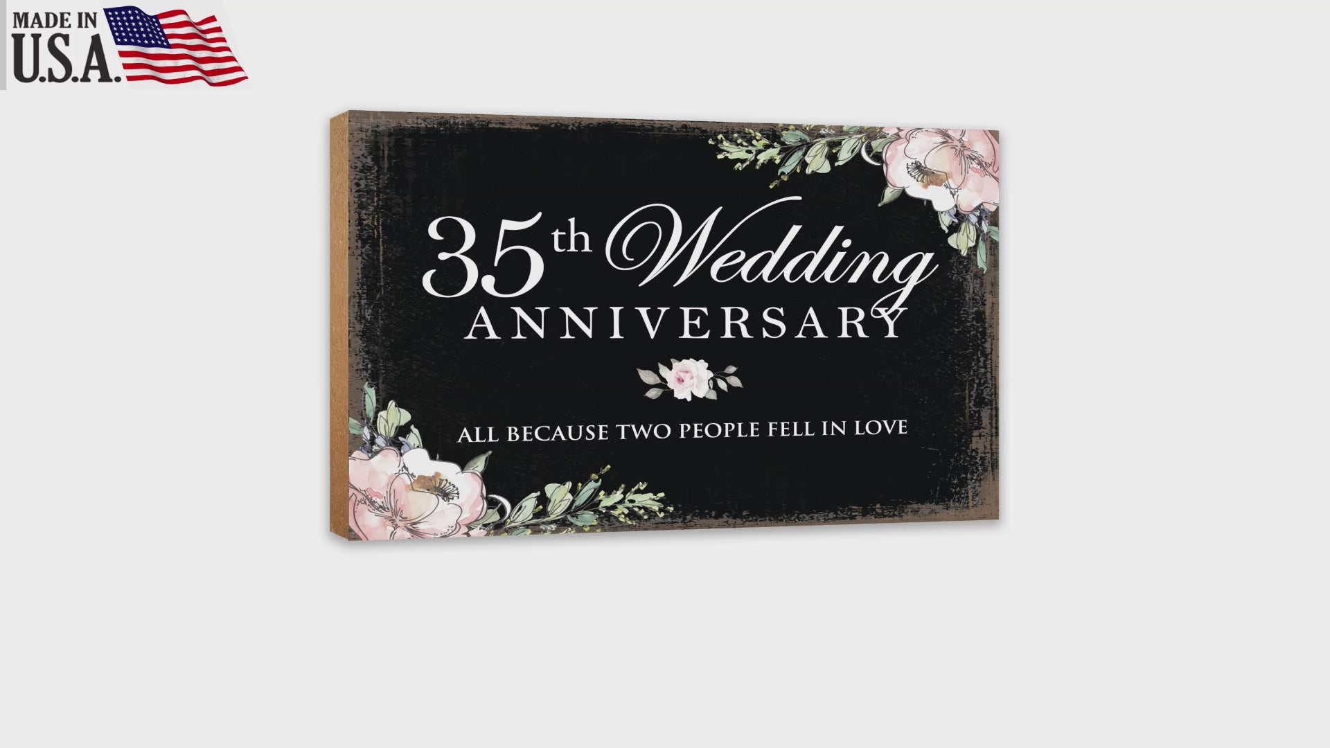 35th Wedding Anniversary Unique Shelf Decor and Tabletop Signs Gift for Couples - Fell in Love