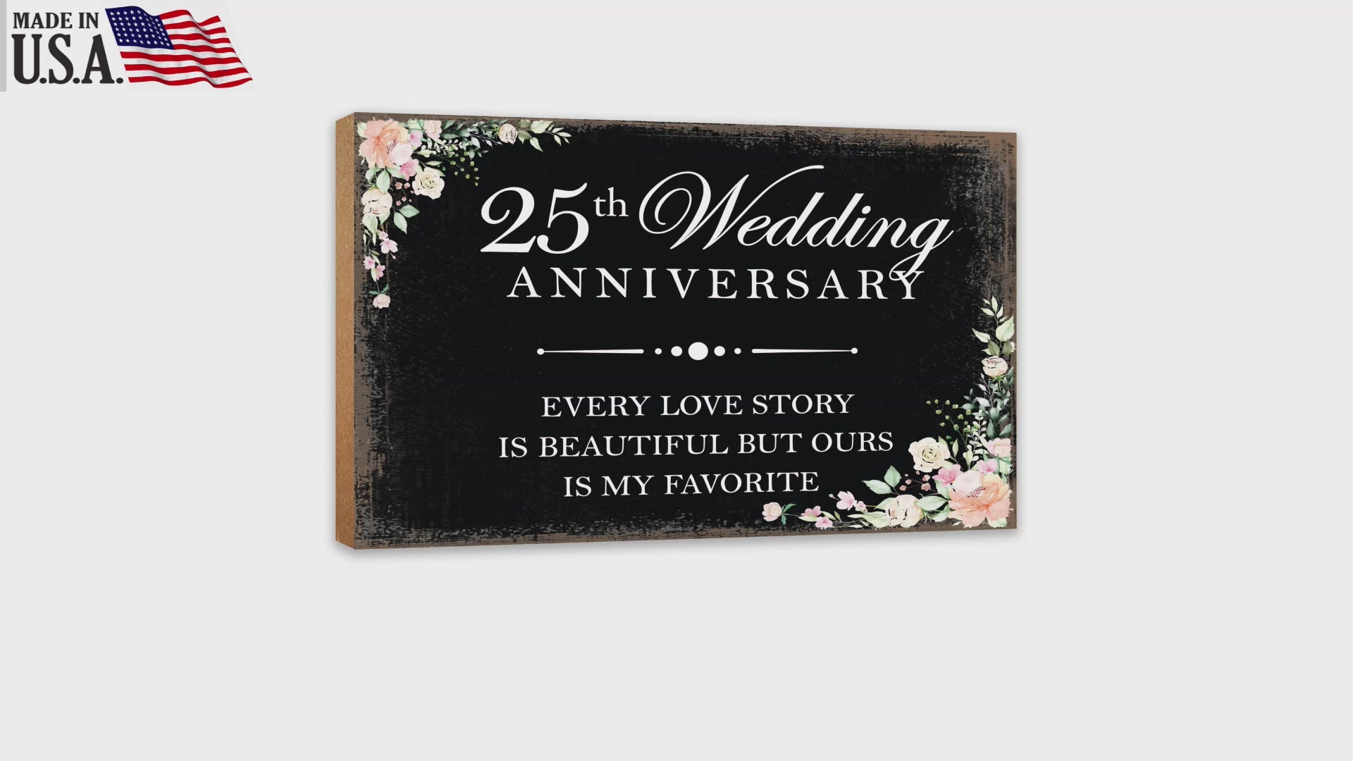 25th Wedding Anniversary Unique Shelf Decor and Tabletop Signs Gifts for Couples - Every Love Story