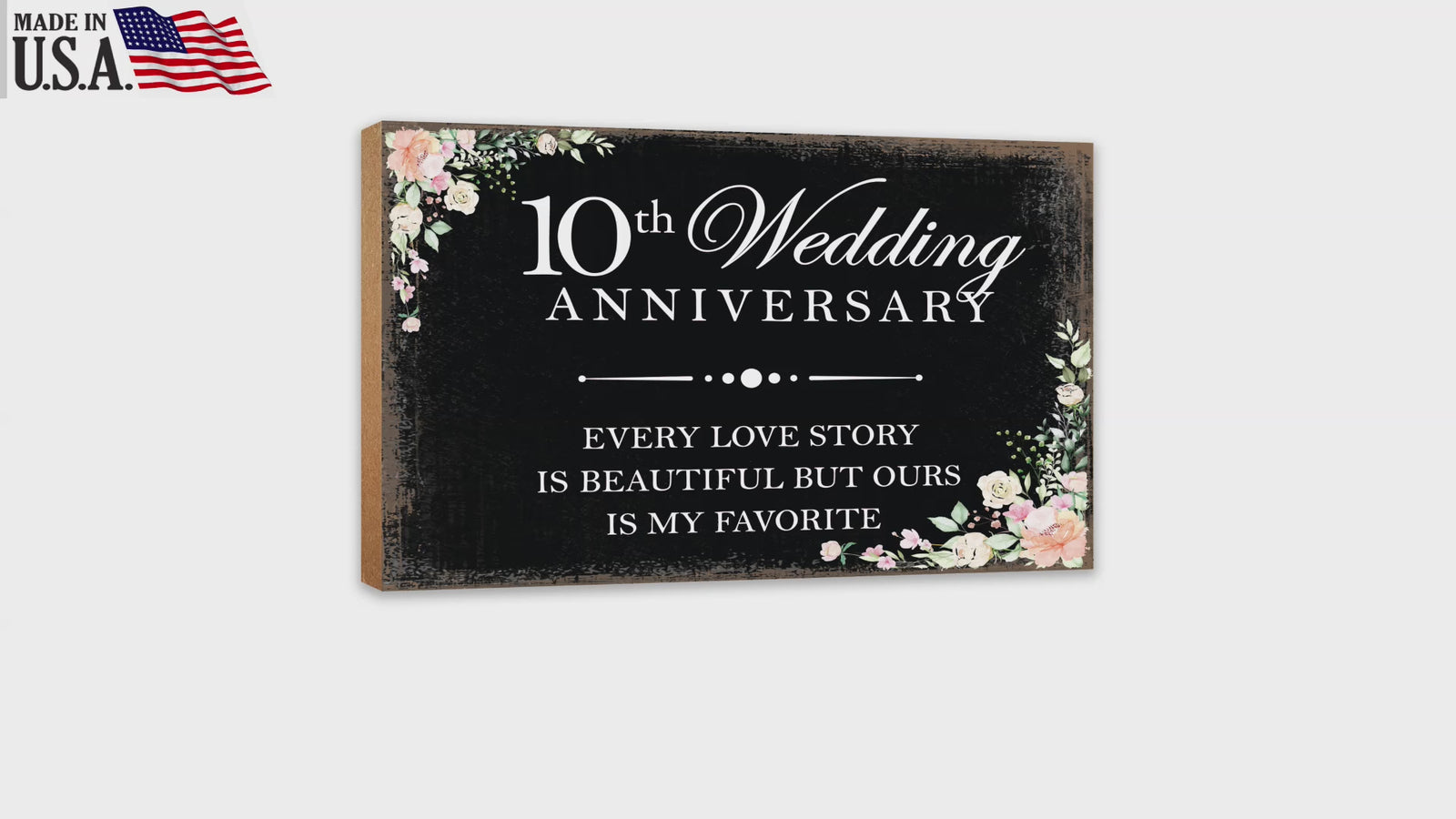 10th Wedding Anniversary Unique Shelf Decor and Tabletop Signs Gifts for Couples - Every Love Story