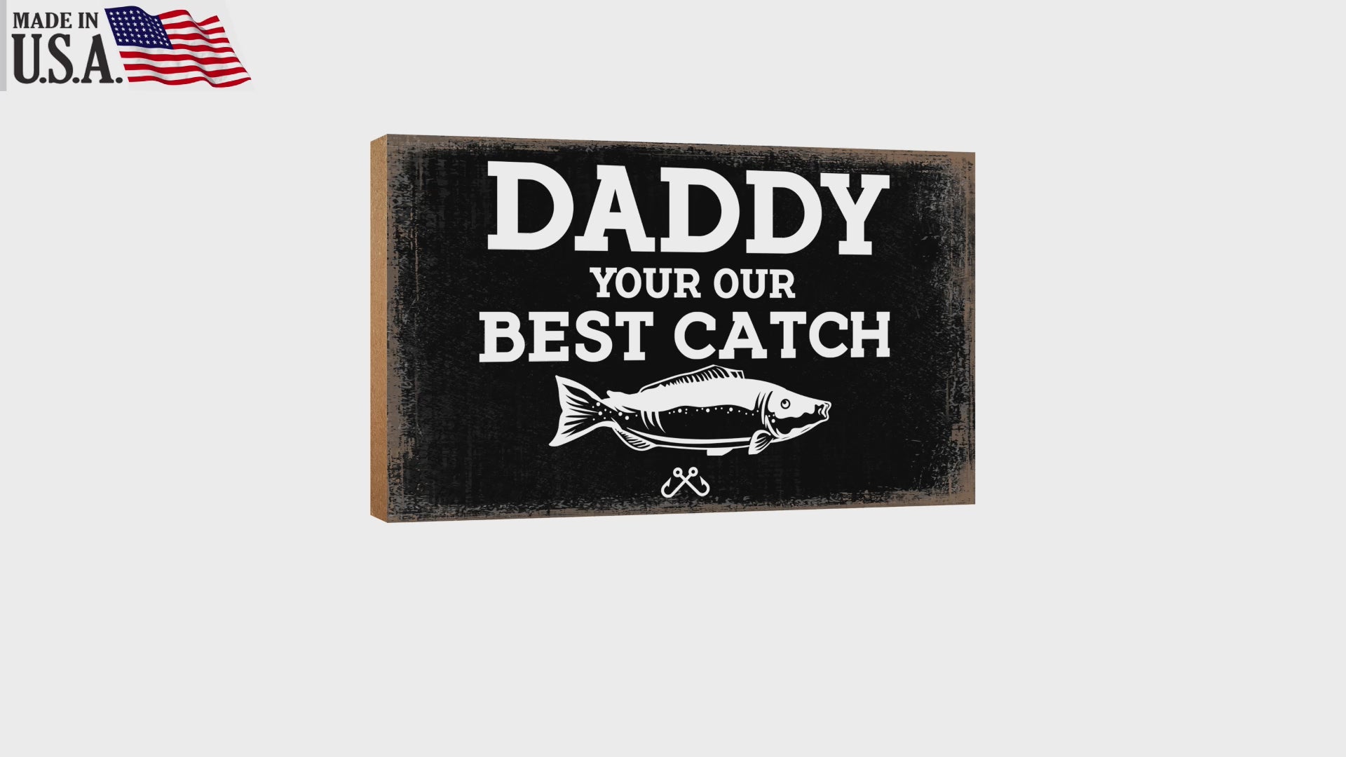A wooden tabletop with Lifesong Milestones Wooden Tabletop - A Perfect Gift for Dad Who Loves Fishing.