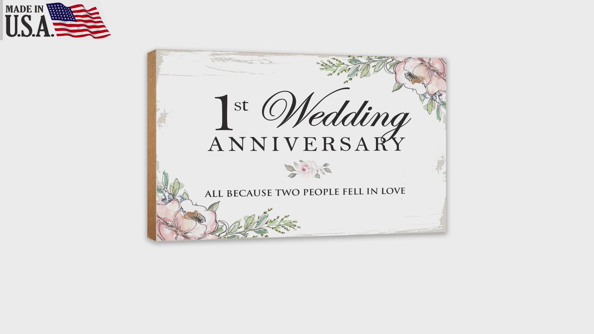 1st Wedding Anniversary Unique Shelf Decor and Tabletop Signs Gift for Couples - Fell In Love