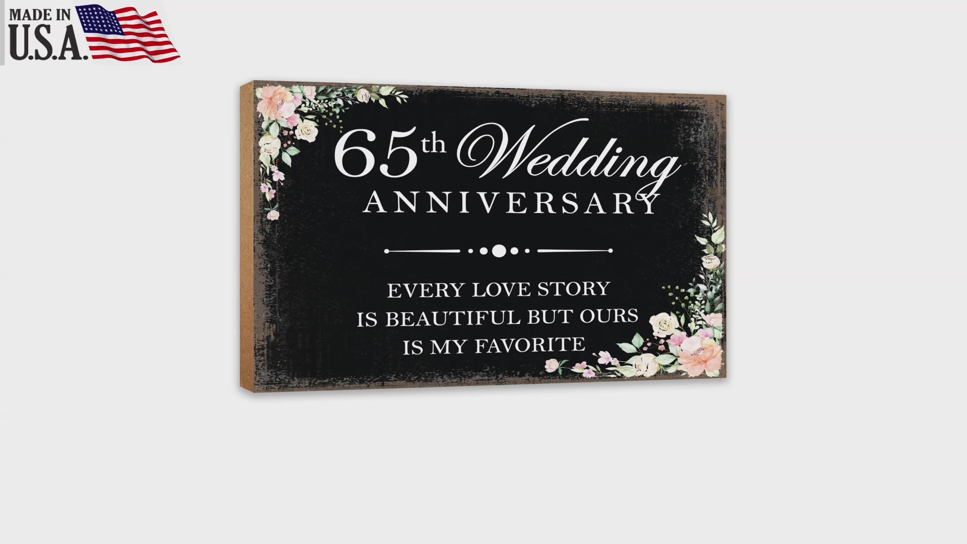 65th Wedding Anniversary Unique Shelf Decor and Tabletop Signs Gift for Couples - Every Love Story