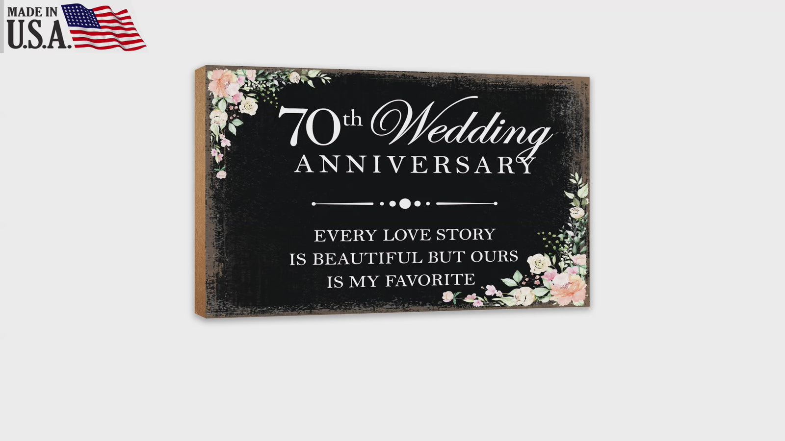 70th Wedding Anniversary Unique Shelf Decor and Tabletop Signs Gift for Couples - Every Love Story