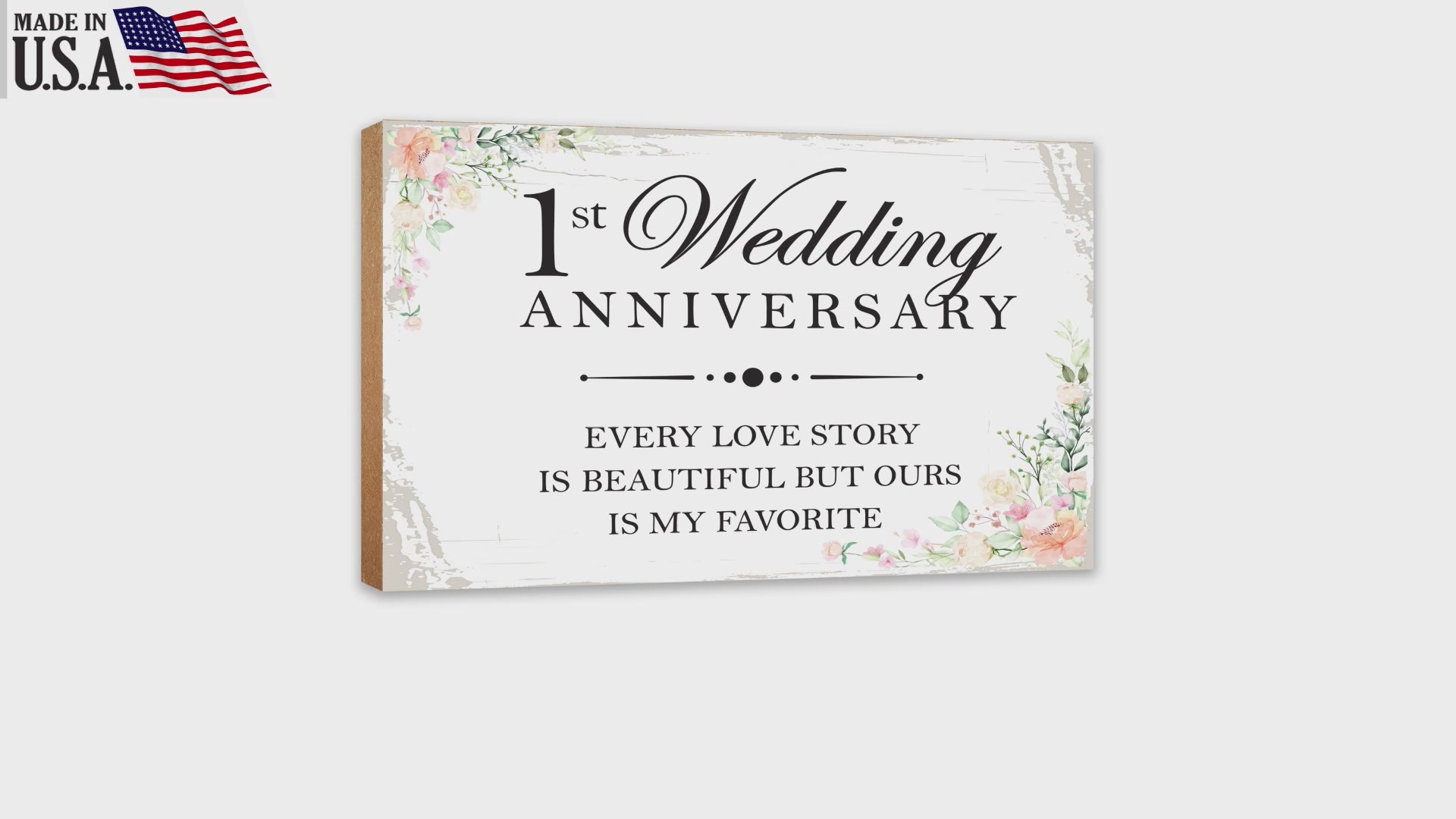 1st Wedding Anniversary Unique Shelf Decor and Tabletop Signs Gift for Couples - Every Love Story