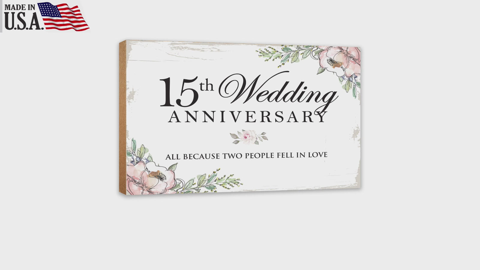 15th Wedding Anniversary Unique Shelf Decor and Tabletop Signs Gift for Couples - Fell in Love