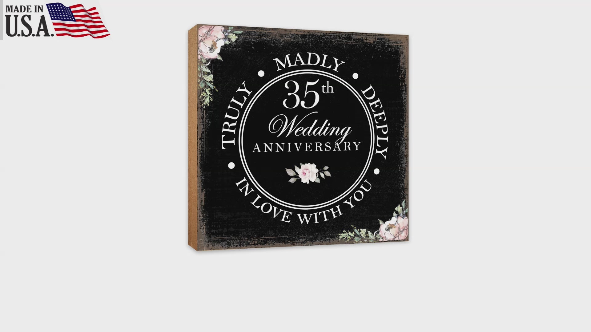 35th Wedding Anniversary Unique Shelf Decor and Tabletop Signs Gift for Couples - In Love With You - LifeSong Milestones