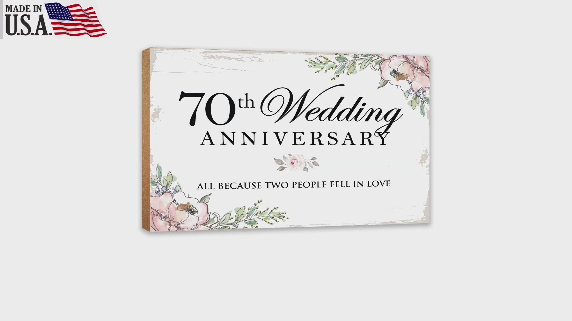 70th Wedding Anniversary Unique Shelf Decor and Tabletop Signs Gift for Couples - Fell In Love