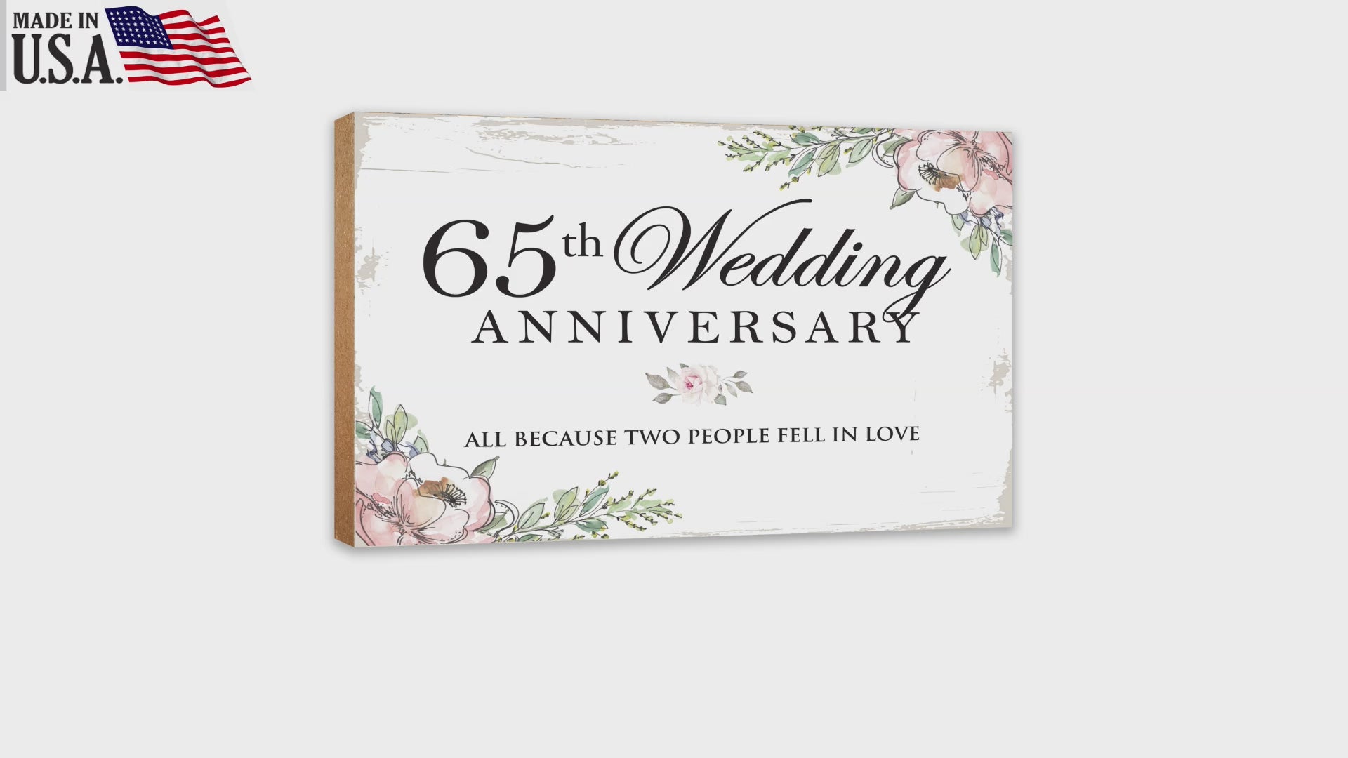 65th Wedding Anniversary Unique Shelf Decor and Tabletop Signs Gift for Couples - Fell In Love