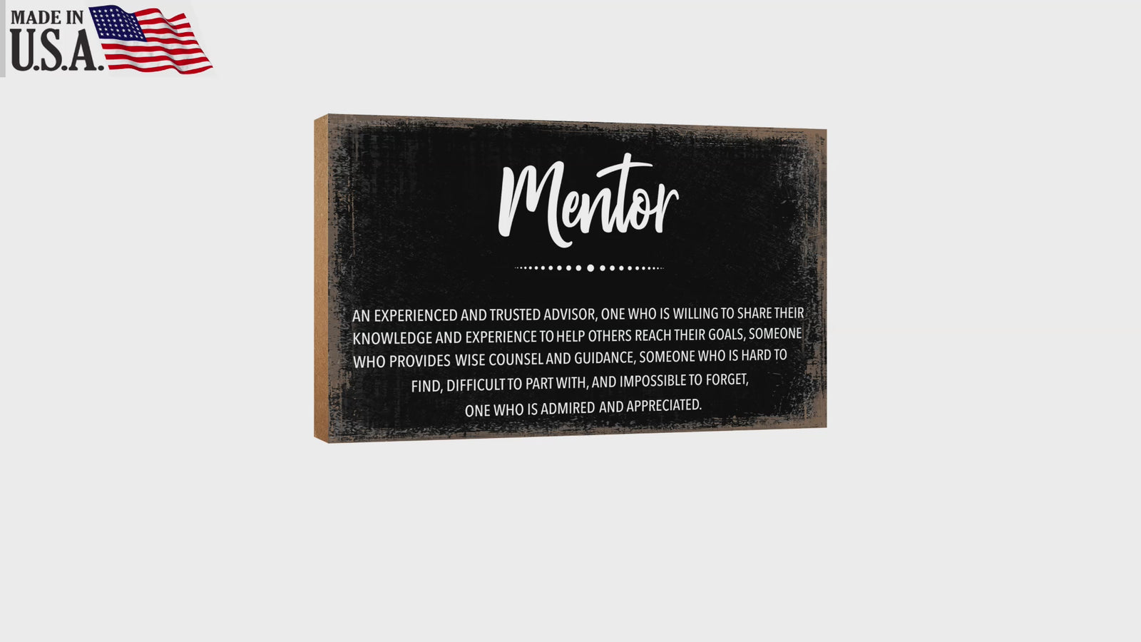 Inspirational Unique Shelf Decor for the Office: A wooden shelf displaying motivational quotes.