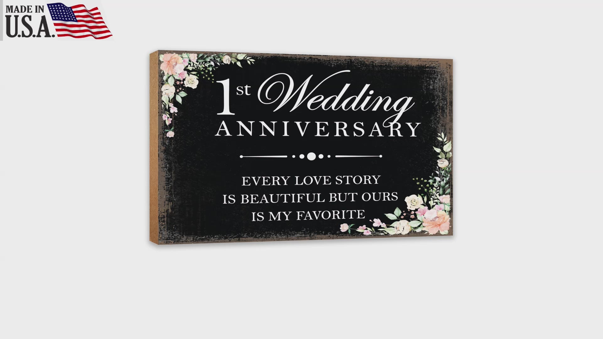 1st Wedding Anniversary Unique Shelf Decor and Tabletop Signs Gift for Couples - Every Love Story