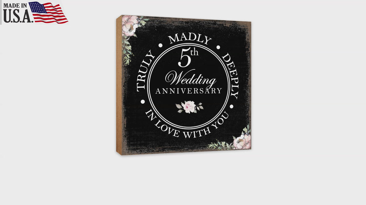 5th Wedding Anniversary Unique Shelf Decor and Tabletop Signs Gift for Couples - In Love With You - LifeSong Milestones