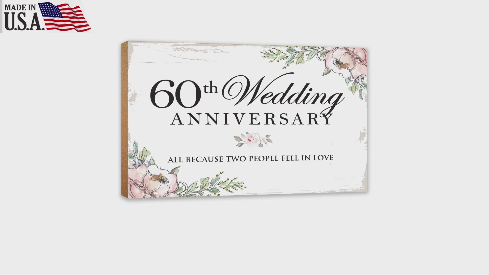 60th Wedding Anniversary Unique Shelf Decor and Tabletop Signs Gift for Couples - Fell In Love