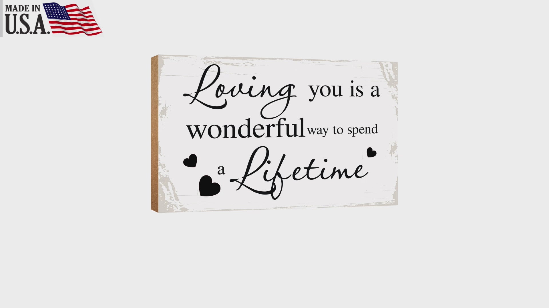 Unique gift table décor: Wooden tabletop decoration with sentiments for your loved one.