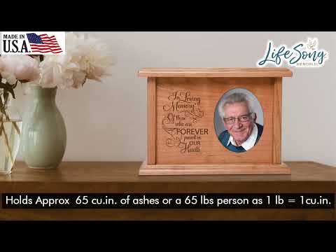 Memorial Wooden Cremation Urn Box for Human Ashes Adult Male or Female