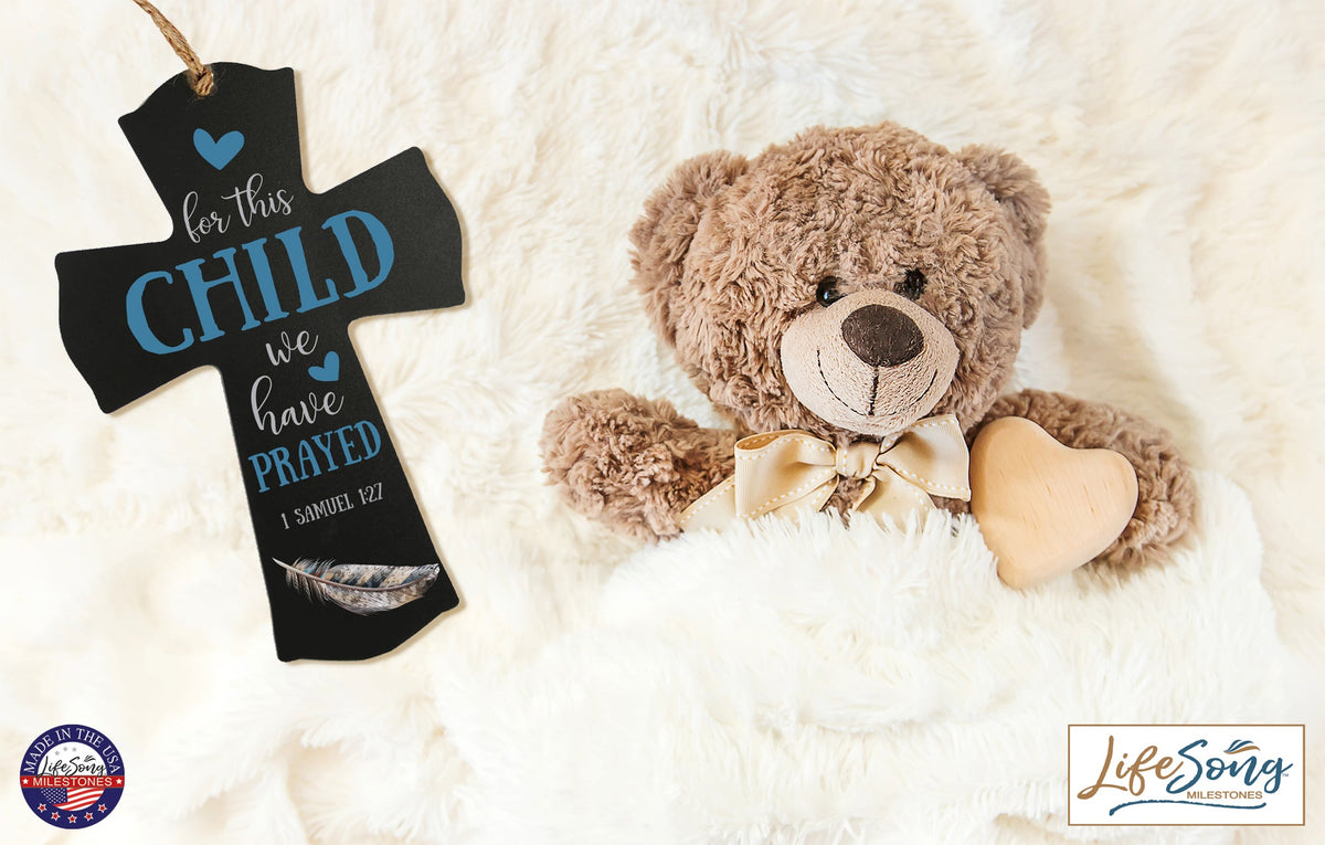 Printed Baptism Inspirational Crosses for Children - For This Child Blue - LifeSong Milestones