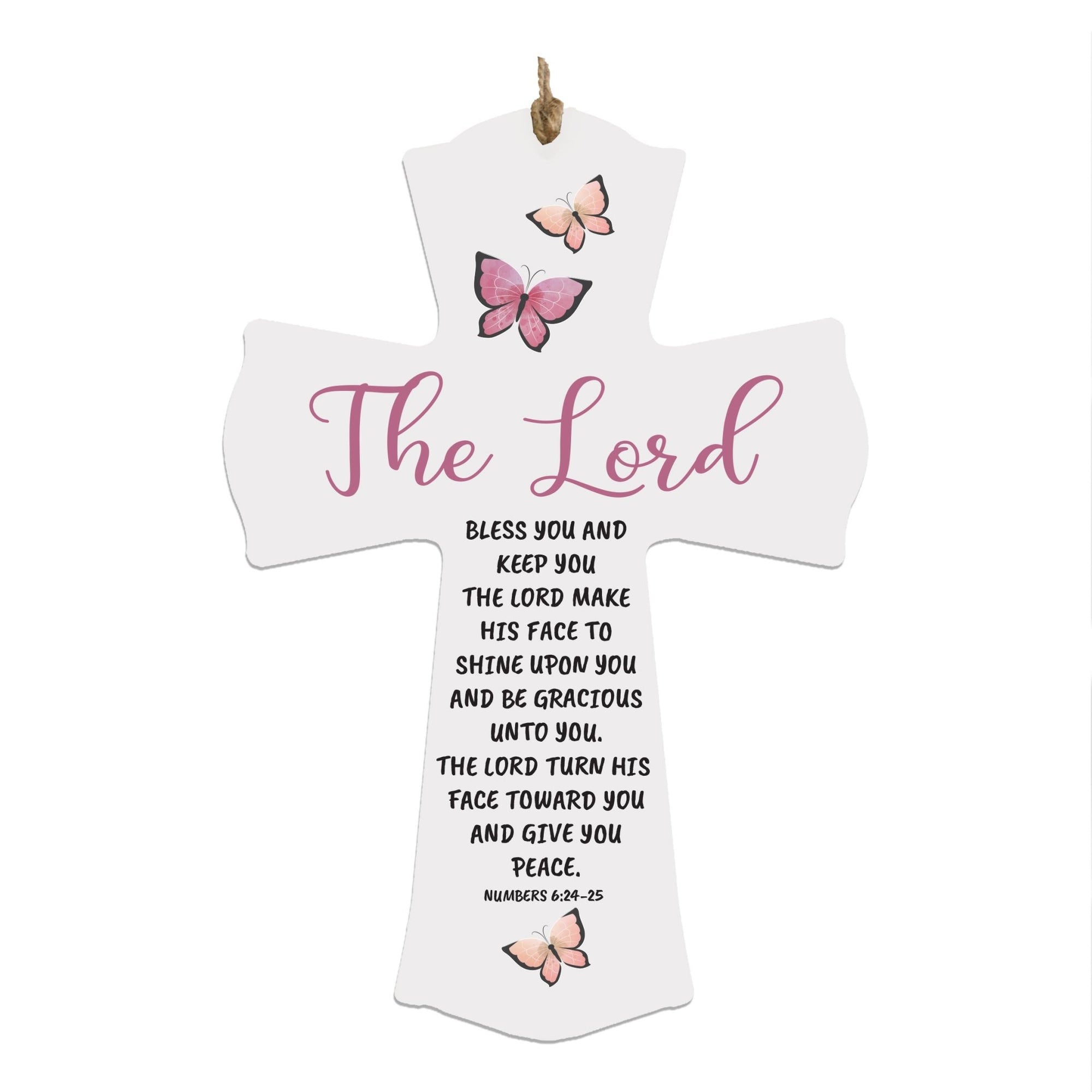 Printed Baptism Inspirational Crosses for Children - The Lord Bless Pink - LifeSong Milestones