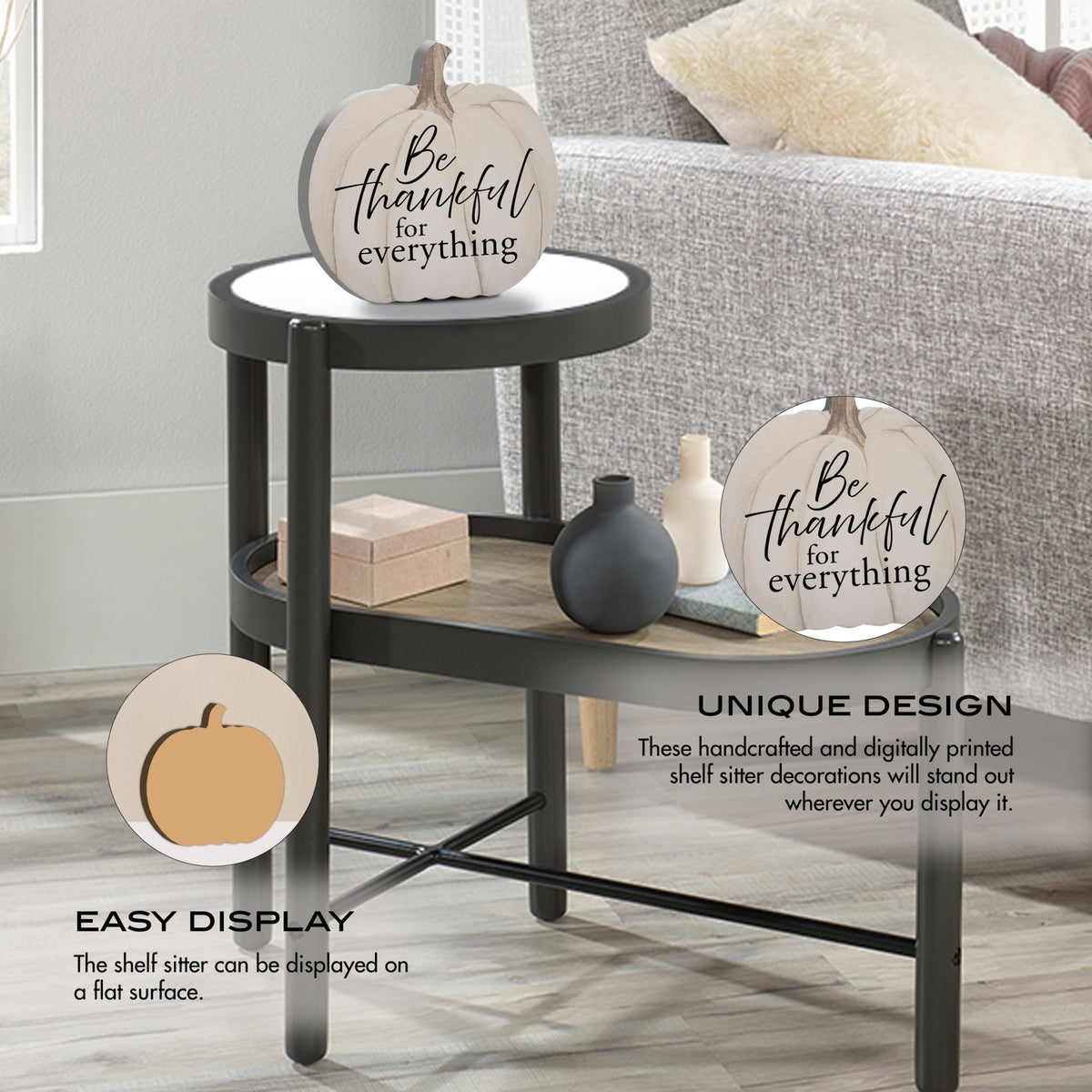 Pumpkin shelf decor Decorative Home Décor - Be Thankful for Everything - LifeSong Milestones