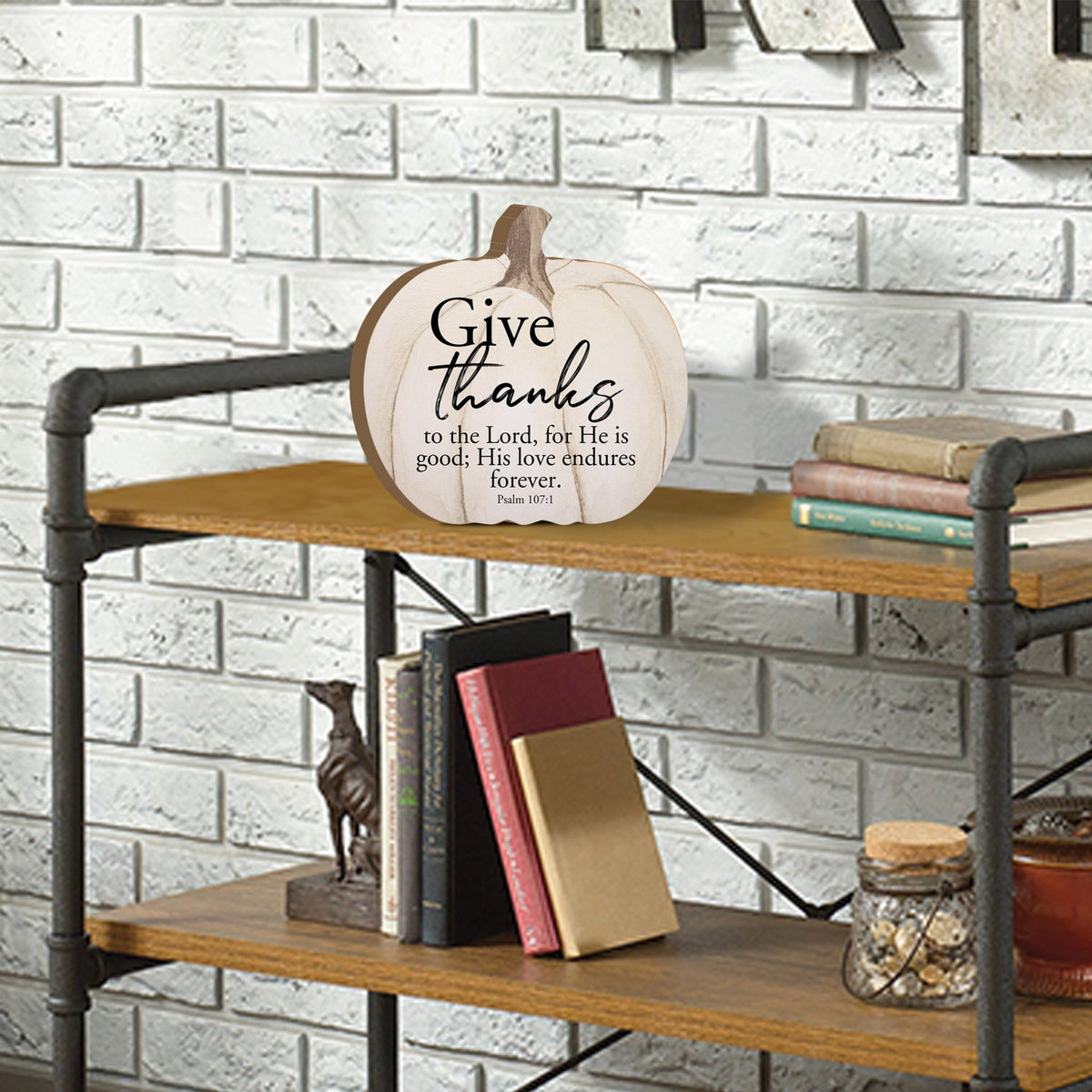 Pumpkin shelf decor Decorative Home Décor - Give Thanks To The Lord - LifeSong Milestones