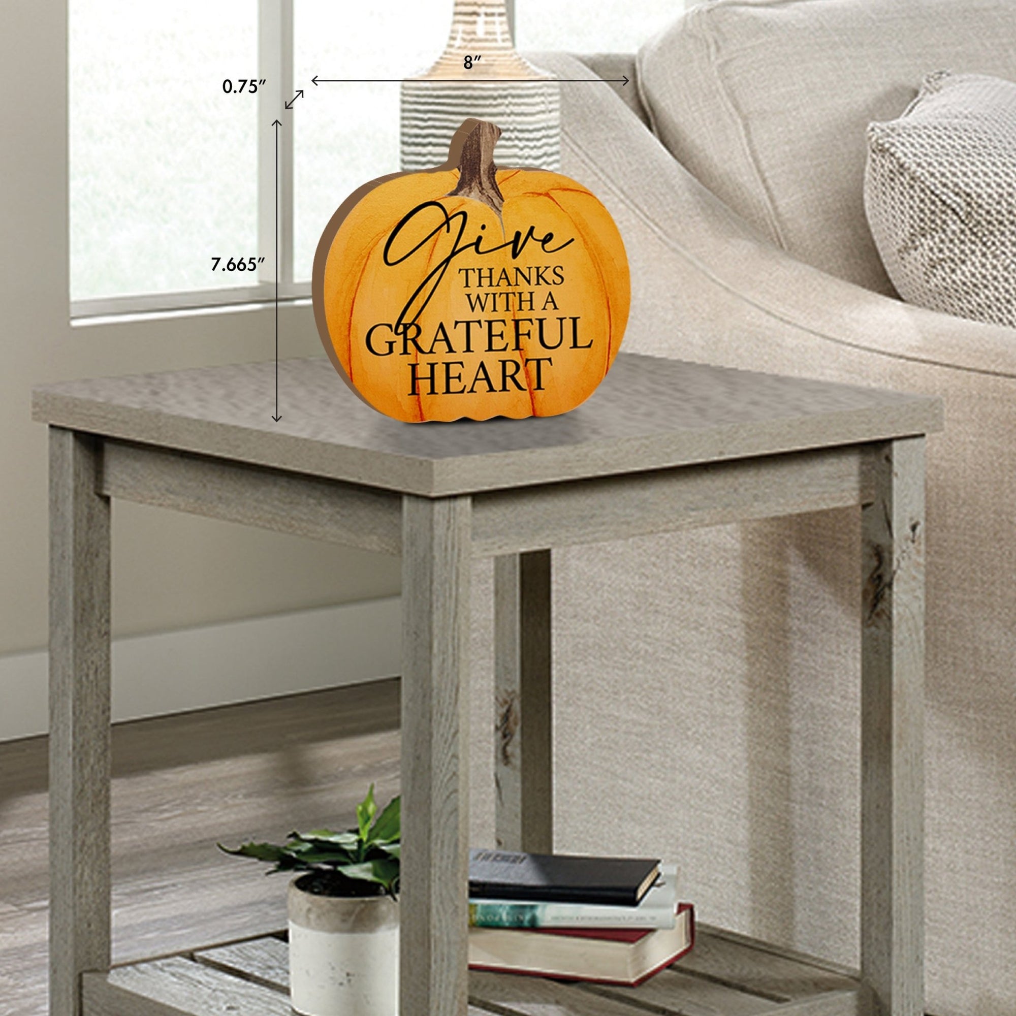 Pumpkin shelf decor Decorative Home Décor - Give Thanks With A Grateful Heart - LifeSong Milestones