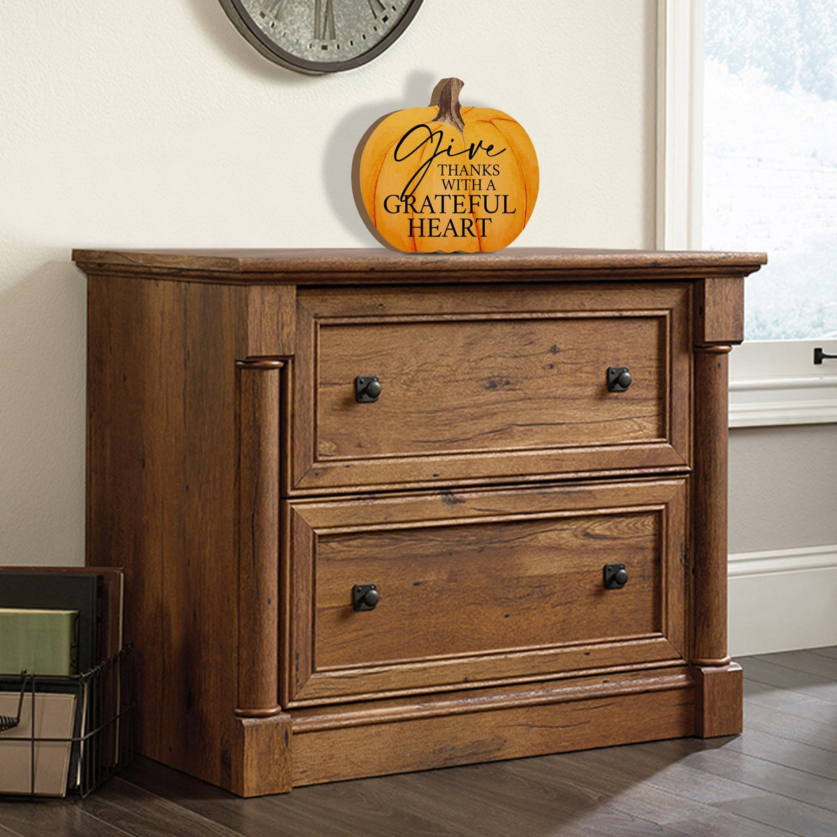 Pumpkin shelf decor Decorative Home Décor - Give Thanks With A Grateful Heart - LifeSong Milestones