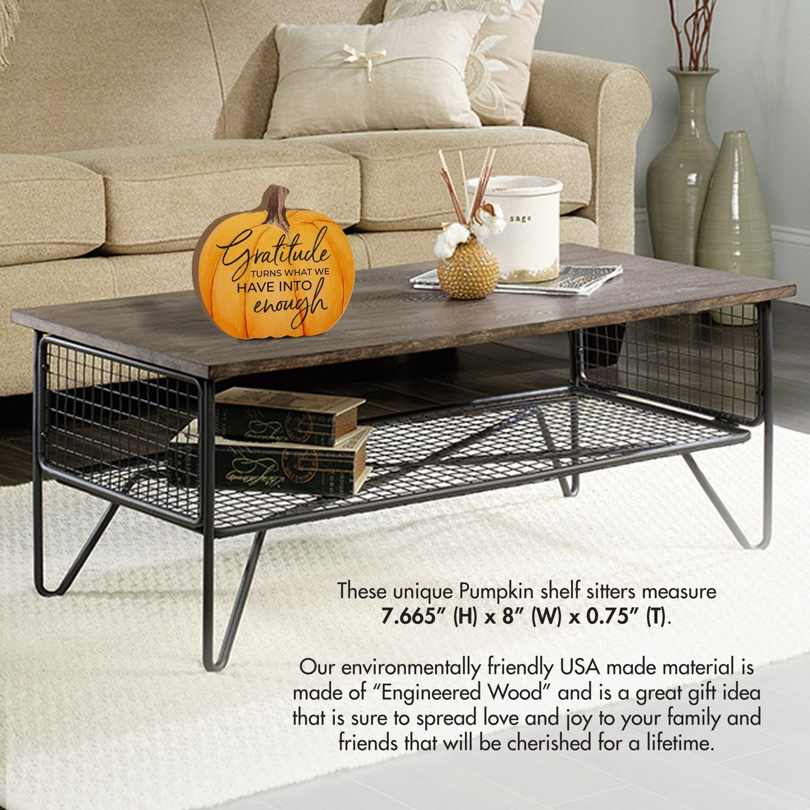 Pumpkin shelf decor Decorative Home Décor - Gratitude Turns What - LifeSong Milestones