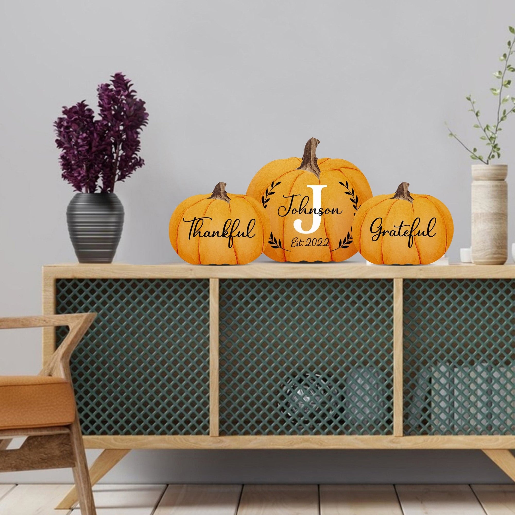 Pumpkin shelf decor Decorative Home Décor - Thankful Grateful Set - LifeSong Milestones