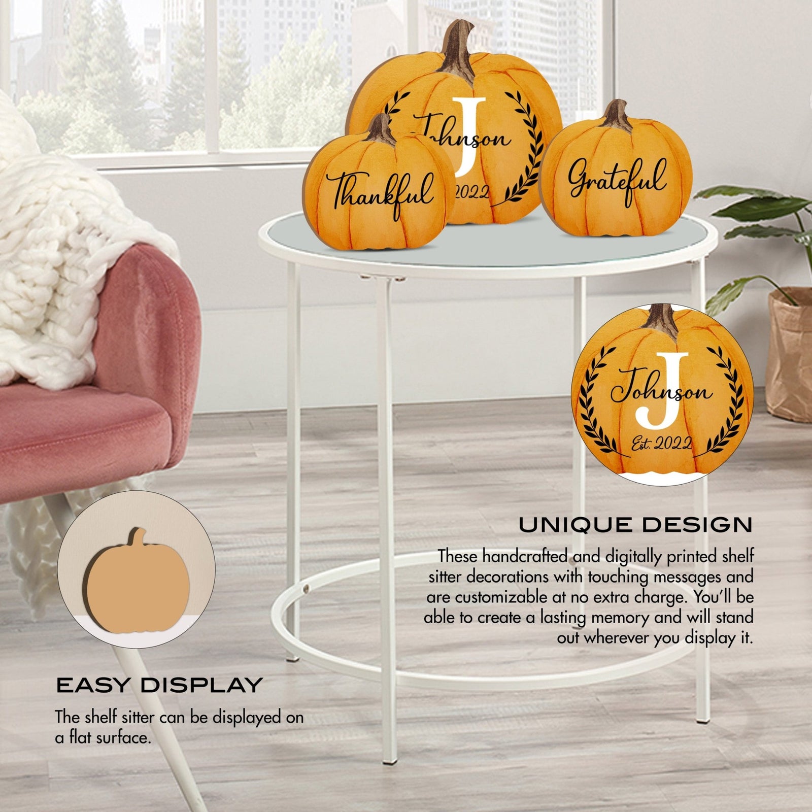 Pumpkin shelf decor Decorative Home Décor - Thankful Grateful Set - LifeSong Milestones