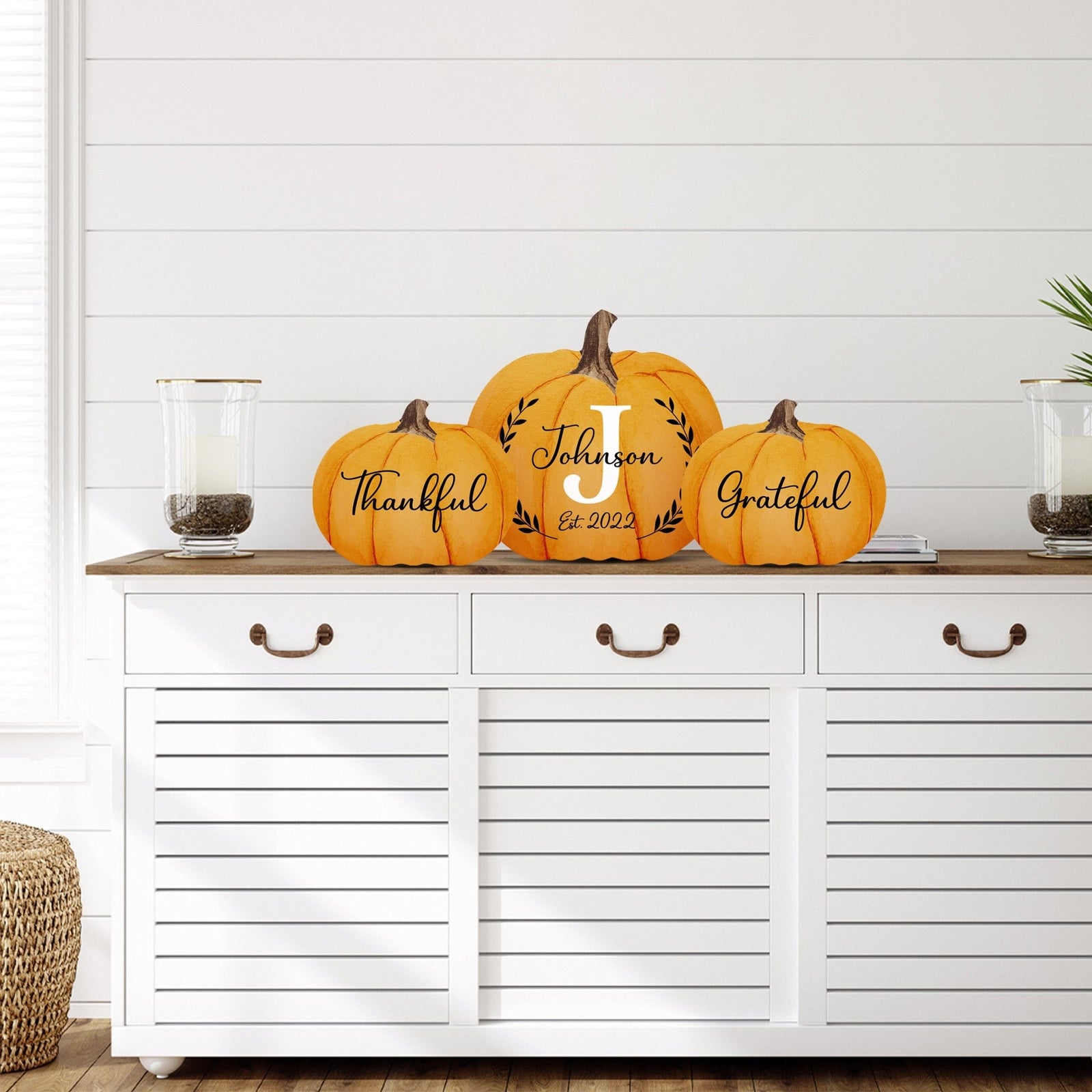 Pumpkin shelf decor Decorative Home Décor - Thankful Grateful Set - LifeSong Milestones