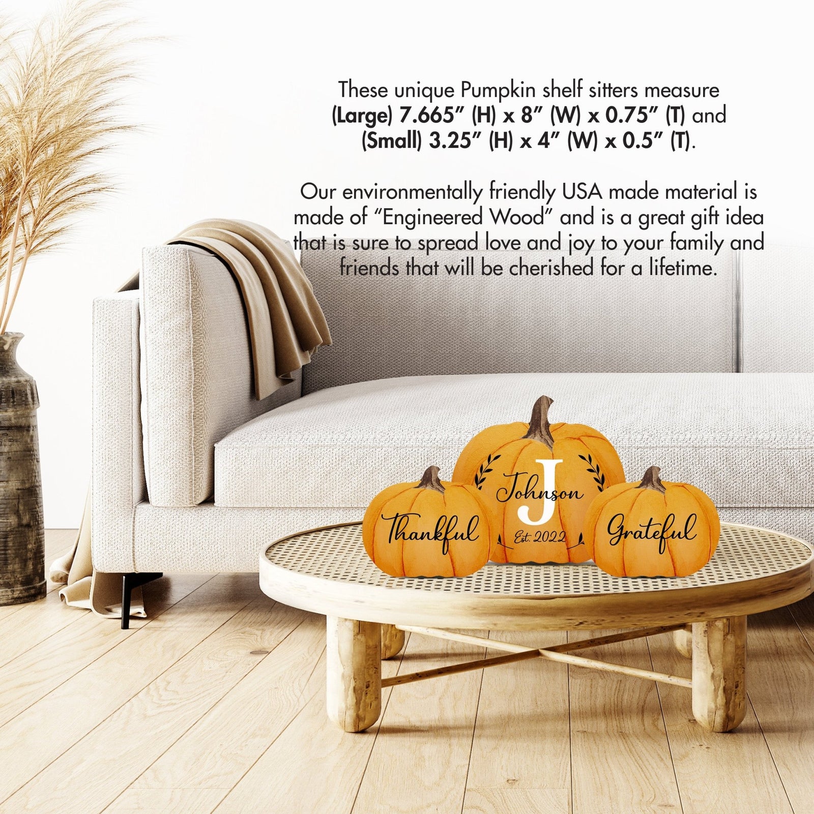 Pumpkin shelf decor Decorative Home Décor - Thankful Grateful Set - LifeSong Milestones