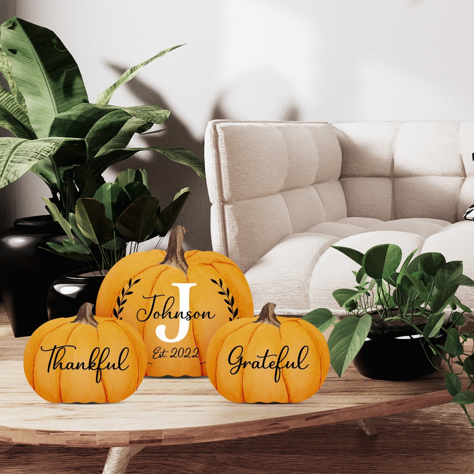 Pumpkin shelf decor Decorative Home Décor - Thankful Grateful Set - LifeSong Milestones