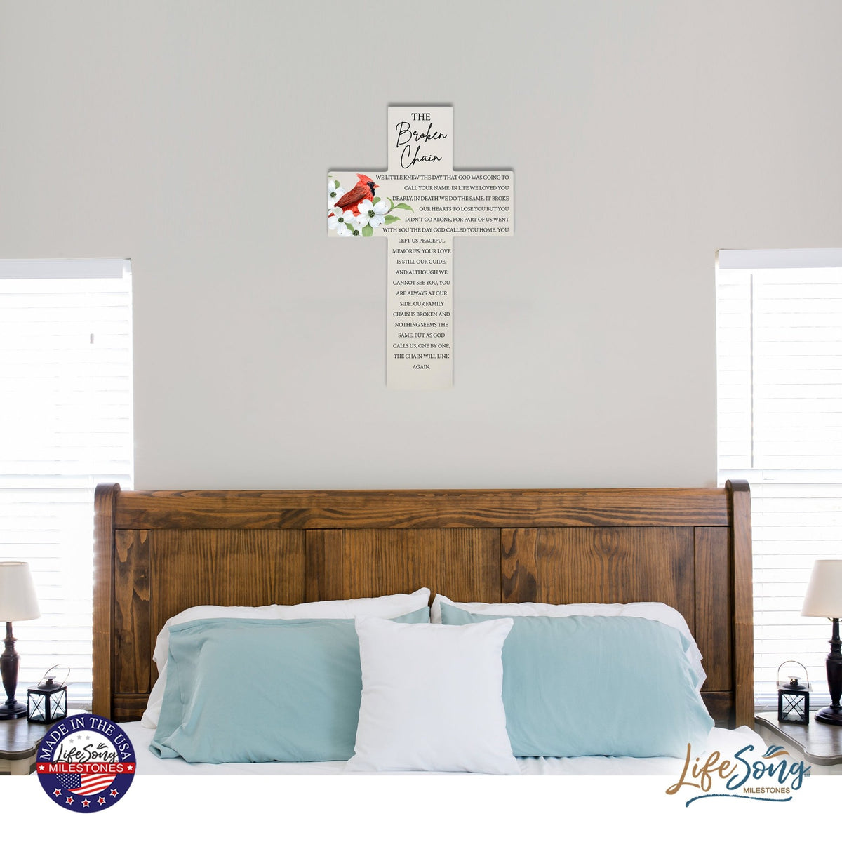 Red Cardinal Memorial Wall Cross For Loss of Loved One The Broken Chain (Cardinal) Quote Bereavement Keepsake 14 x 9.25 The Broken Chain We Little Knew The Day That God Was Going To Call Your Name - LifeSong Milestones