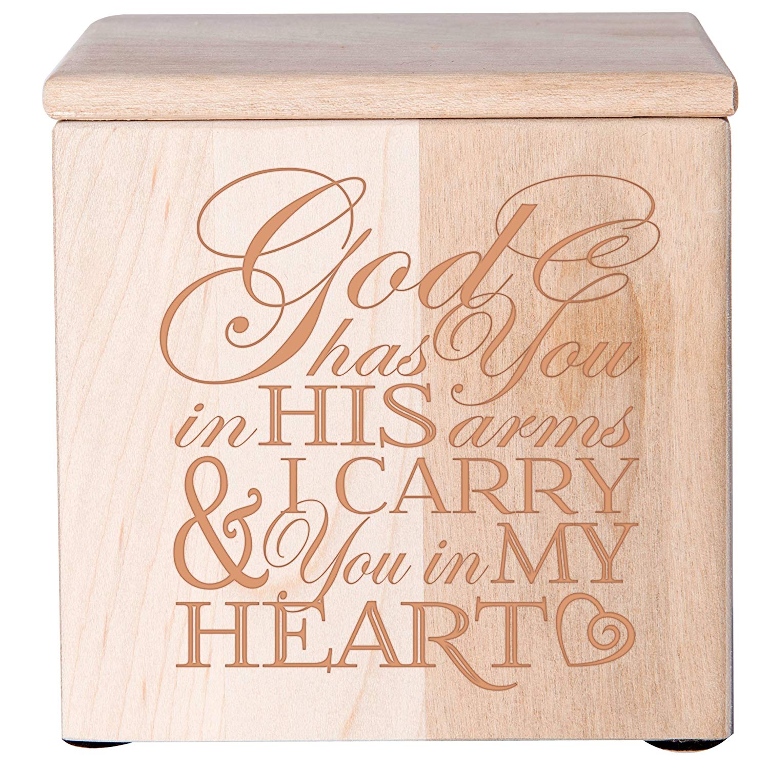 Religious Keepsake Urn for Human Ashes – “God Has You in His Arms” Memorial Box - LifeSong Milestones
