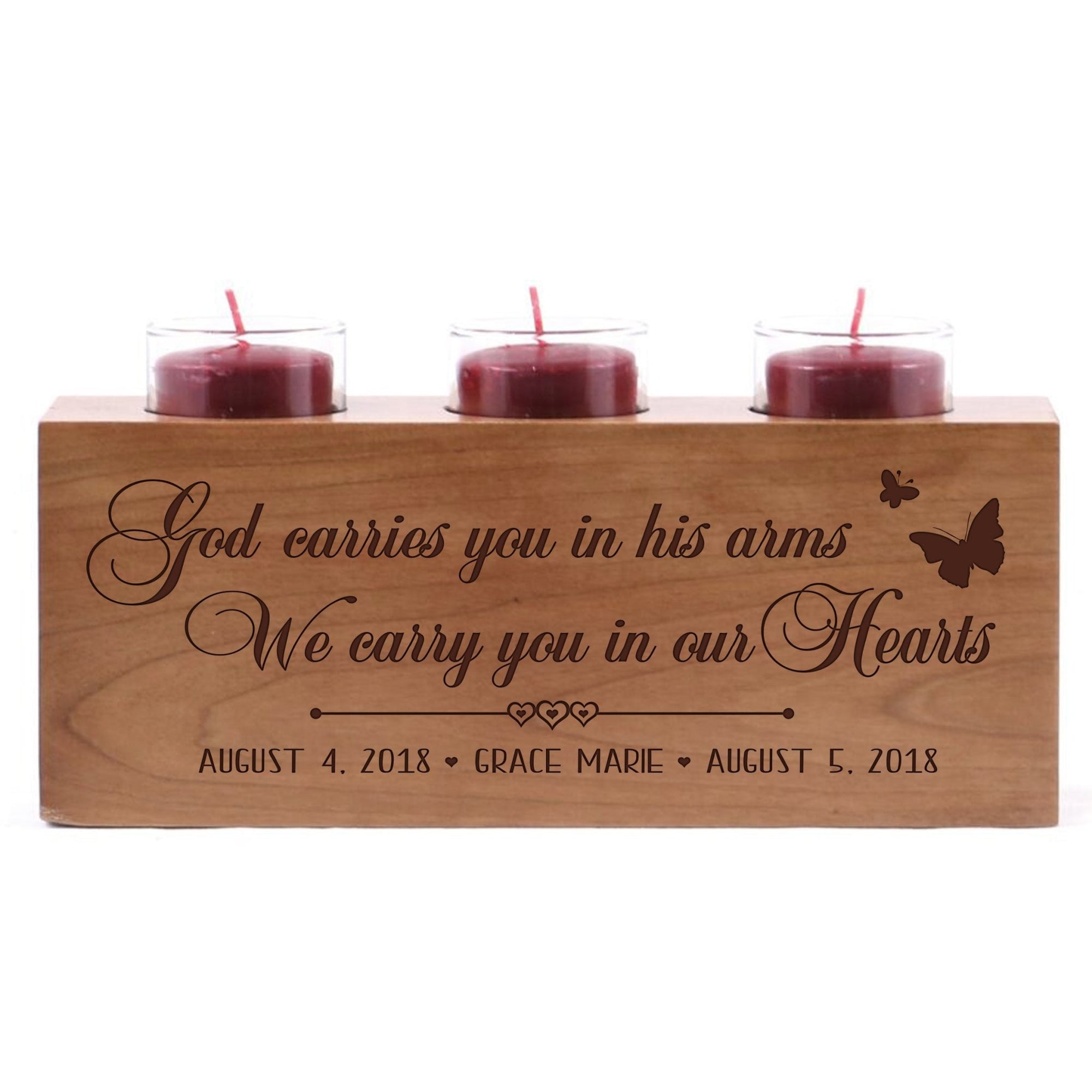 Remembrance Memorial 3 Candle Holder - God Carries You - LifeSong Milestones