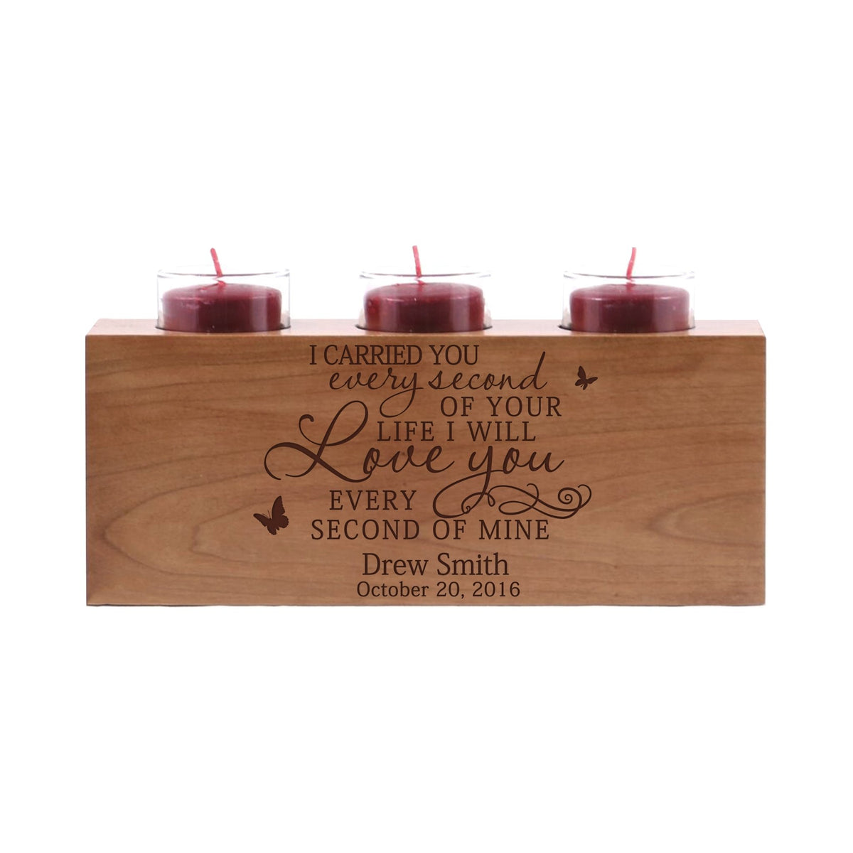 Remembrance Memorial 3 Candle Holder - I Carried You (Butterfly) - LifeSong Milestones