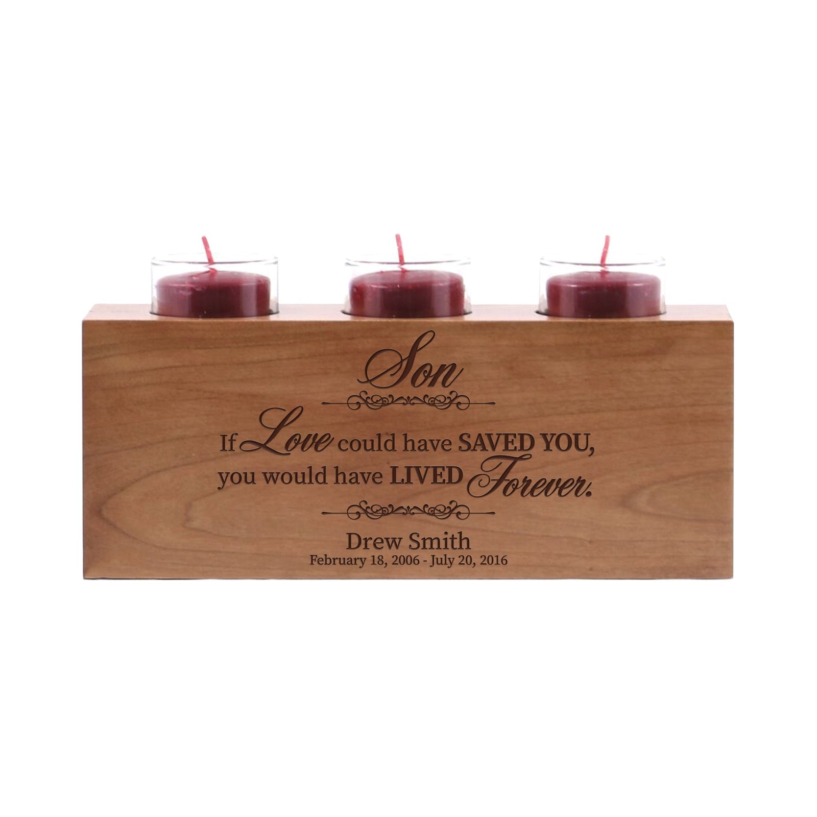 Remembrance Memorial 3 Candle Holder - Son, If Love Could - LifeSong Milestones