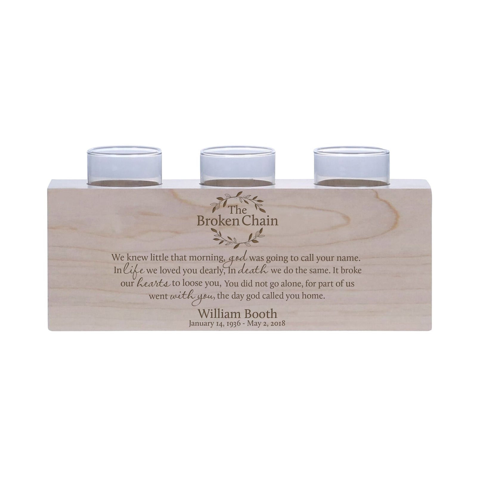 Remembrance Memorial 3 Candle Holder - The Broken Chain - LifeSong Milestones