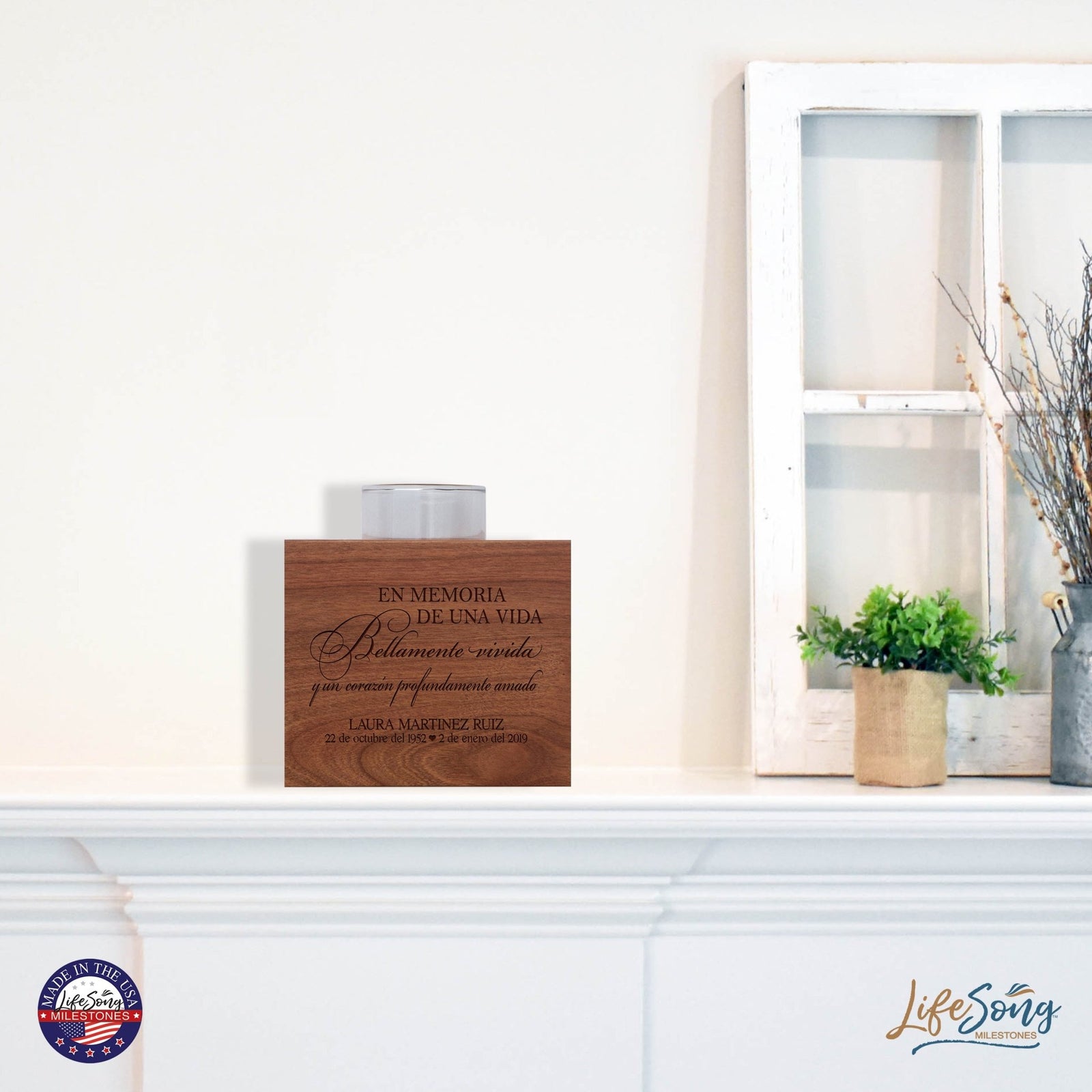 Remembrance Memorial Single Candle Holder - En Memoria - LifeSong Milestones