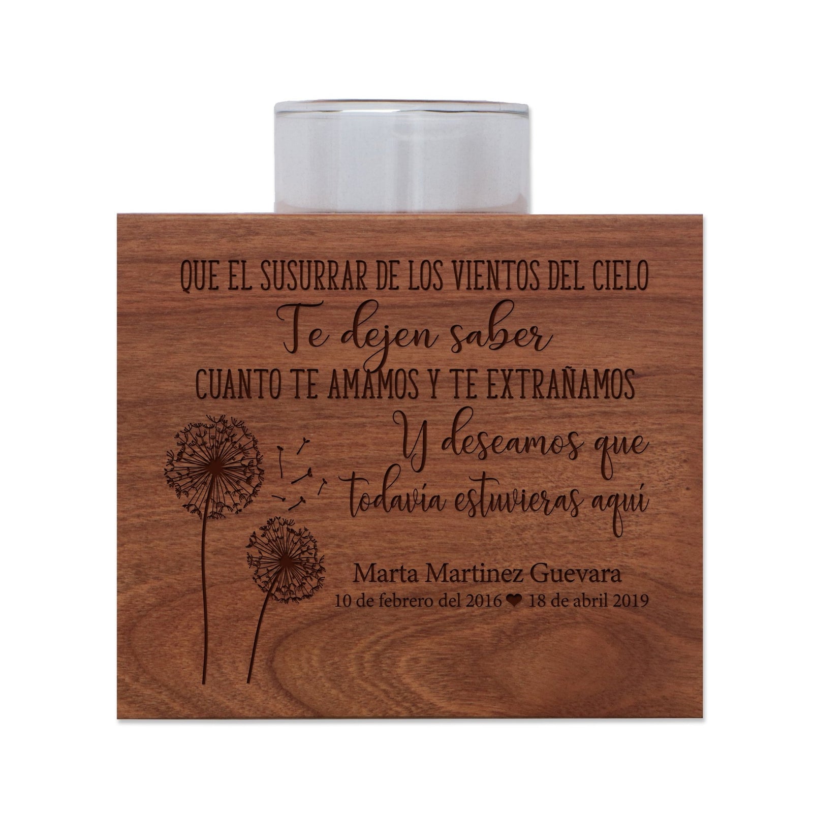 Remembrance Memorial Single Candle Holder - Que Los Vientos Del Cielo - LifeSong Milestones