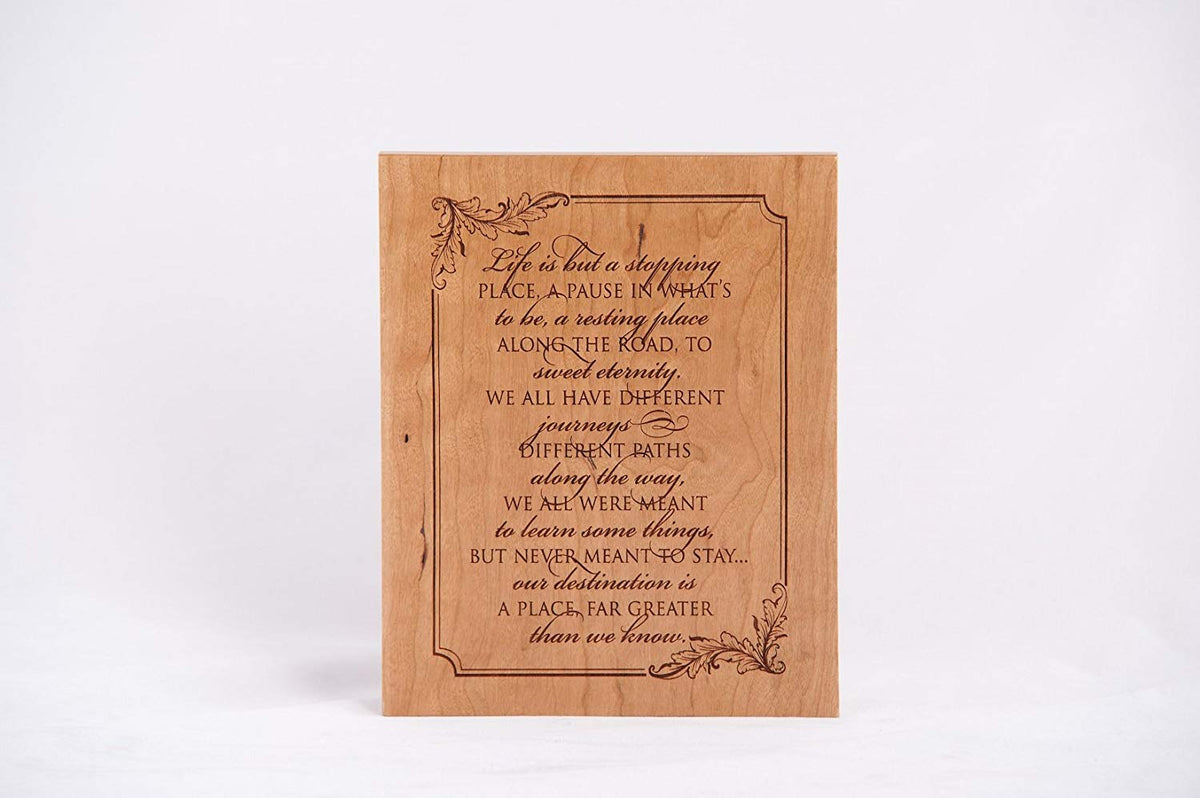 Resting Place Wooden Memorial Cherry Plaque Laser Cut Natural Finish - LifeSong Milestones