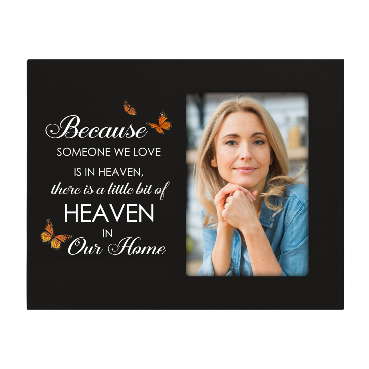 Rustic-Inspired Wooden Human Memorial Frames That Holds A 4x6in Photo - Because Someone We Love (Butterflies) - LifeSong Milestones
