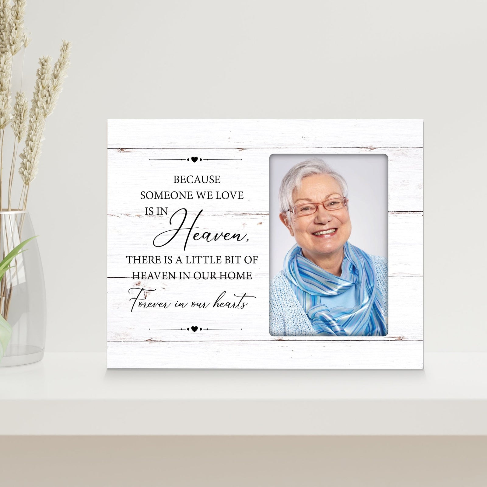 Rustic-Inspired Wooden Human Memorial Frames That Holds A 4x6in Photo - Because Someone We Love (Heart) - LifeSong Milestones